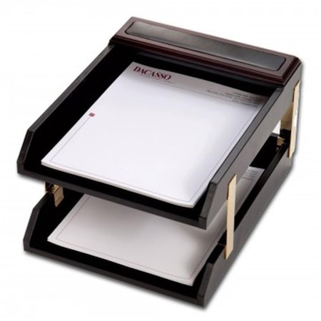 Eva-Dry/Momentum Sales & Mktg Dacasso Leather Double Legal-Size Trays - Brown a3421
